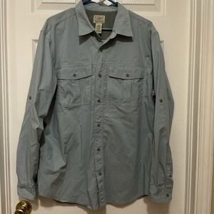 L.L. Bean Men XL Coolmax Plaid Button Down Shirt Blue/White Plaid ID 506799